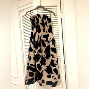 H&M tan and back abstract printed dress